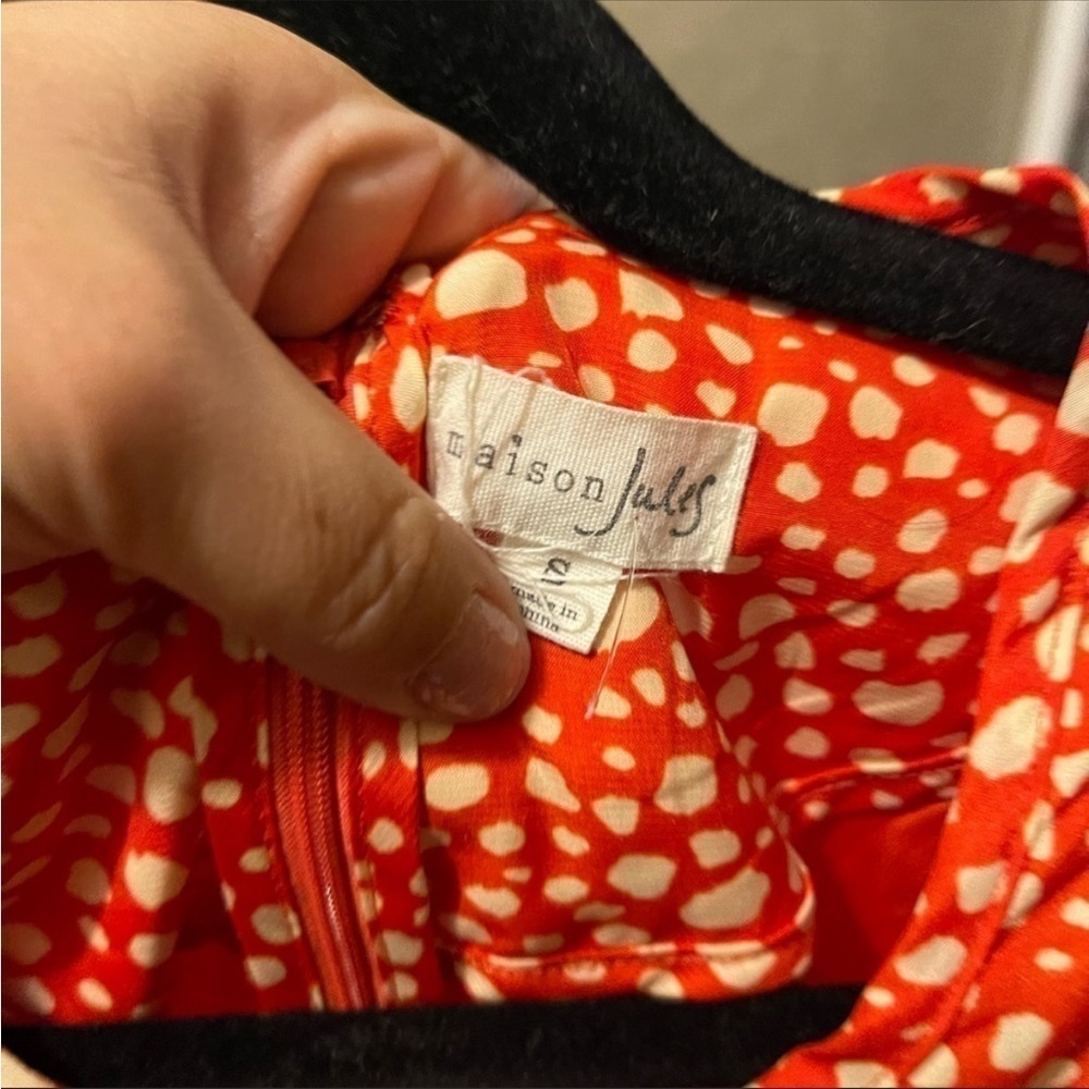 ☀️ Maison Jules red Polka-dot spring sleeveless dress small - Picture 5 of 5